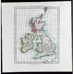 Gravure de 1785 - Carte des îles britanniques - 1