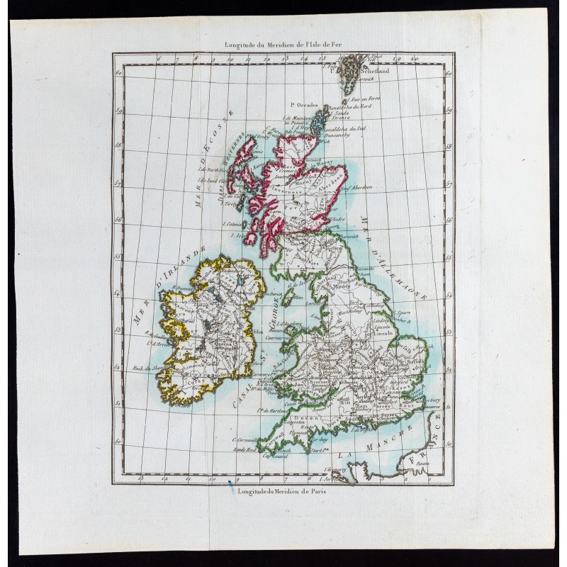 Gravure de 1785 - Carte des îles britanniques - 1