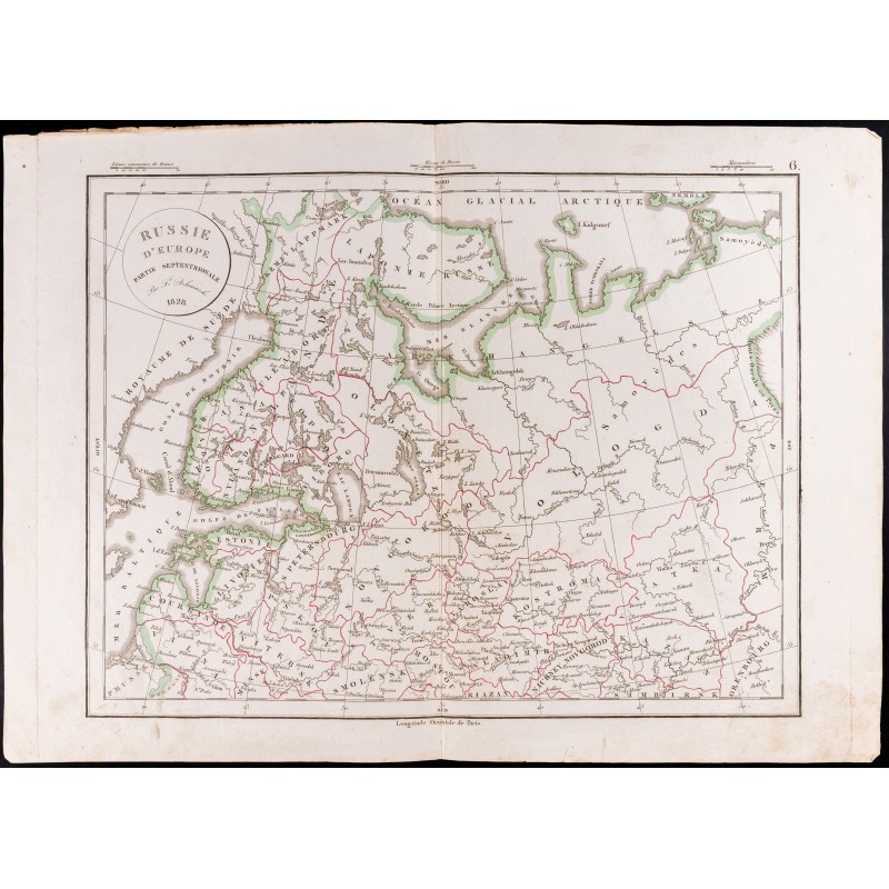 Gravure de 1830 - Carte de Russie d'Europe - 1