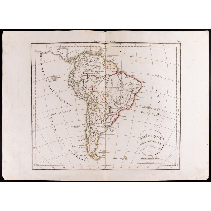 Gravure de 1830 - Carte de Amérique méridionale - 1