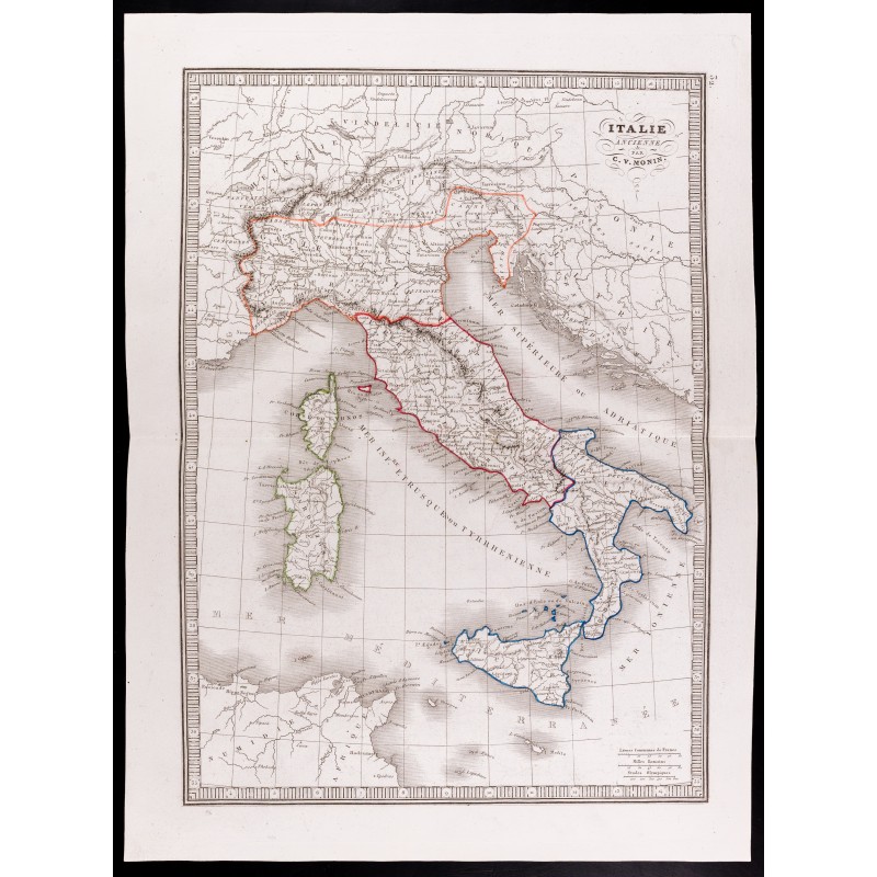 Gravure de 1841 - Carte de l'Italie ancienne - 1