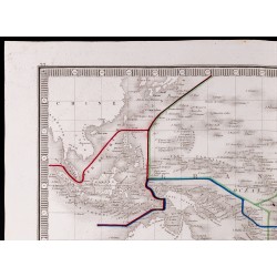 Gravure de 1841 - Carte de l'Océanie et Australie - 3