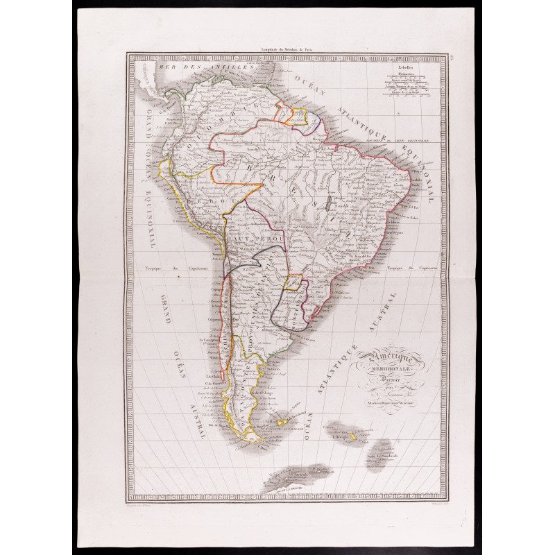 Gravure de 1841 - Carte de l'Amérique du sud - 1