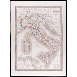 Gravure de 1841 - Carte de l'Italie - 1