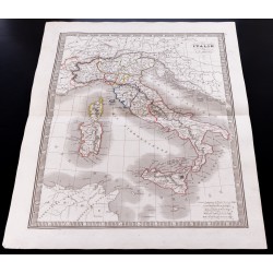 Gravure de 1841 - Carte de l'Italie - 2