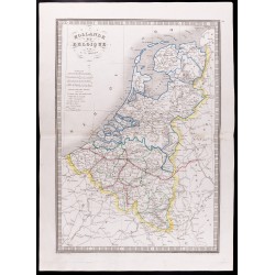 Gravure de 1841 - Carte de Hollande et Belgique - 1