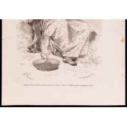Gravure de 1880 - Enfant fumeur et allaitant sa mère - 4