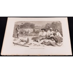 Gravure de 1880 - :Groupe de Vaqueros - 2