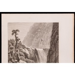 Gravure de 1880 - Chutes du Mamoni - Panama - 3