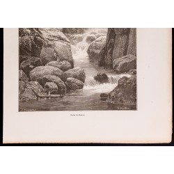 Gravure de 1880 - Chutes du Mamoni - Panama - 4
