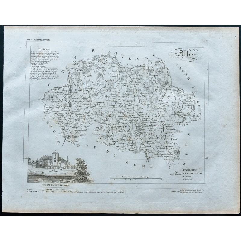 Gravure de 1830 - Carte ancienne de l'Allier - 1