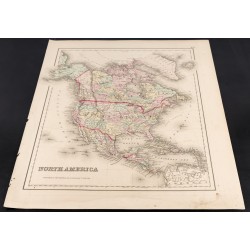 Gravure de 1857 - Carte de l'Amérique du Nord - 2