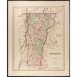 Gravure de 1857 - Vermont - Carte ancienne des USA - 1