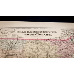 Gravure de 1857 - Carte du Massachusetts et Rhode Island - 3