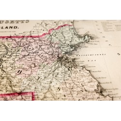 Gravure de 1857 - Carte du Massachusetts et Rhode Island - 7