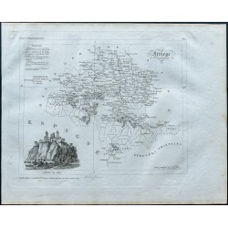 Gravure de 1830 - Carte ancienne de l'Ariège - 1