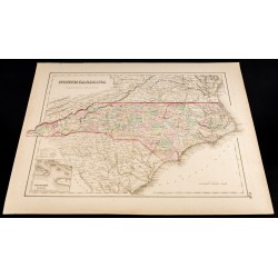 Gravure de 1857 - État de Caroline du Nord - Carte ancienne - 2