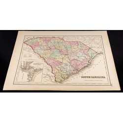 Gravure de 1857 - État de Caroline du Sud - Carte ancienne - 2