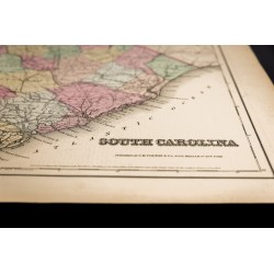Gravure de 1857 - État de Caroline du Sud - Carte ancienne - 3