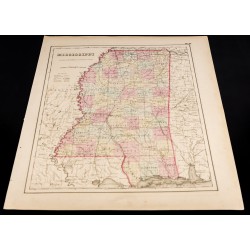 Gravure de 1857 - État américain du Mississipi - Carte ancienne - 2