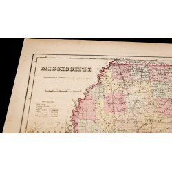 Gravure de 1857 - État américain du Mississipi - Carte ancienne - 3