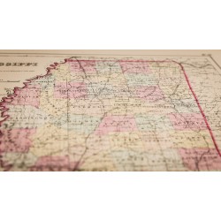 Gravure de 1857 - État américain du Mississipi - Carte ancienne - 7