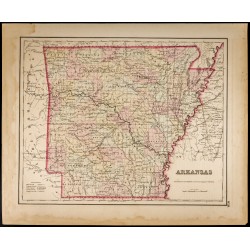 Gravure de 1857 - État américain de l'Arkansas - Carte ancienne - 1