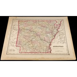 Gravure de 1857 - État américain de l'Arkansas - Carte ancienne - 2