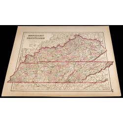 Gravure de 1857 - État américain Kentucky & Tennessee - 2