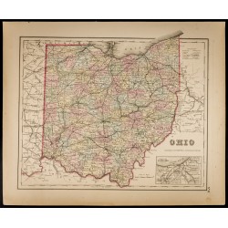 Gravure de 1857 - État américain de l'Ohio - Carte ancienne - 1