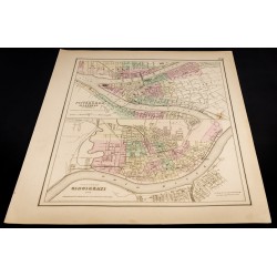 Gravure de 1857 - Pittsburgh, Allegheny et Cincinnati - Plans anciens - 2