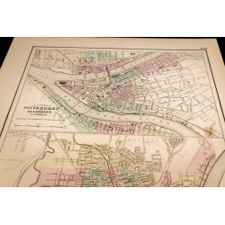 Gravure de 1857 - Pittsburgh, Allegheny et Cincinnati - Plans anciens - 3