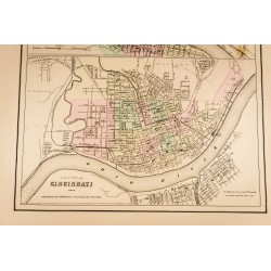 Gravure de 1857 - Pittsburgh, Allegheny et Cincinnati - Plans anciens - 5