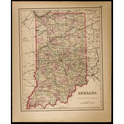 Gravure de 1857 - État américain de l'Indiana - Carte ancienne - 1