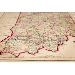 Gravure de 1857 - État américain de l'Indiana - Carte ancienne - 5
