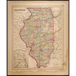 Gravure de 1857 - État américain de l'Illinois - Carte ancienne - 1