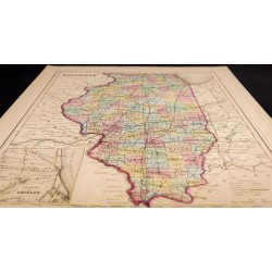 Gravure de 1857 - État américain de l'Illinois - Carte ancienne - 2