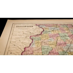 Gravure de 1857 - État américain de l'Illinois - Carte ancienne - 3