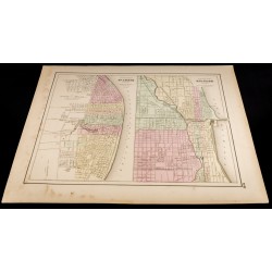 Gravure de 1857 - St Louis & Chicago - Plans anciens USA - 2