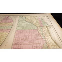 Gravure de 1857 - St Louis & Chicago - Plans anciens USA - 3