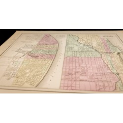 Gravure de 1857 - St Louis & Chicago - Plans anciens USA - 4