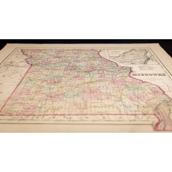 Gravure de 1857 - État américain du Missouri - Carte ancienne - 3