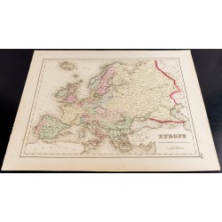 Gravure de 1857 - Carte ancienne d'Europe - 2