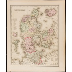 Gravure de 1857 - Carte ancienne du Danemark - 1