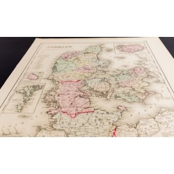 Gravure de 1857 - Carte ancienne du Danemark - 3