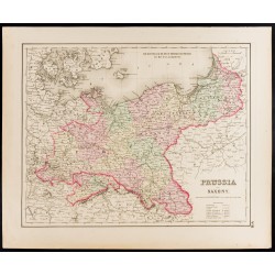 Gravure de 1857 - Carte ancienne de la Prusse - 1
