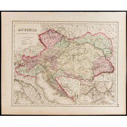 Gravure de 1857 - Carte ancienne de l'Empire d'Autriche - 1