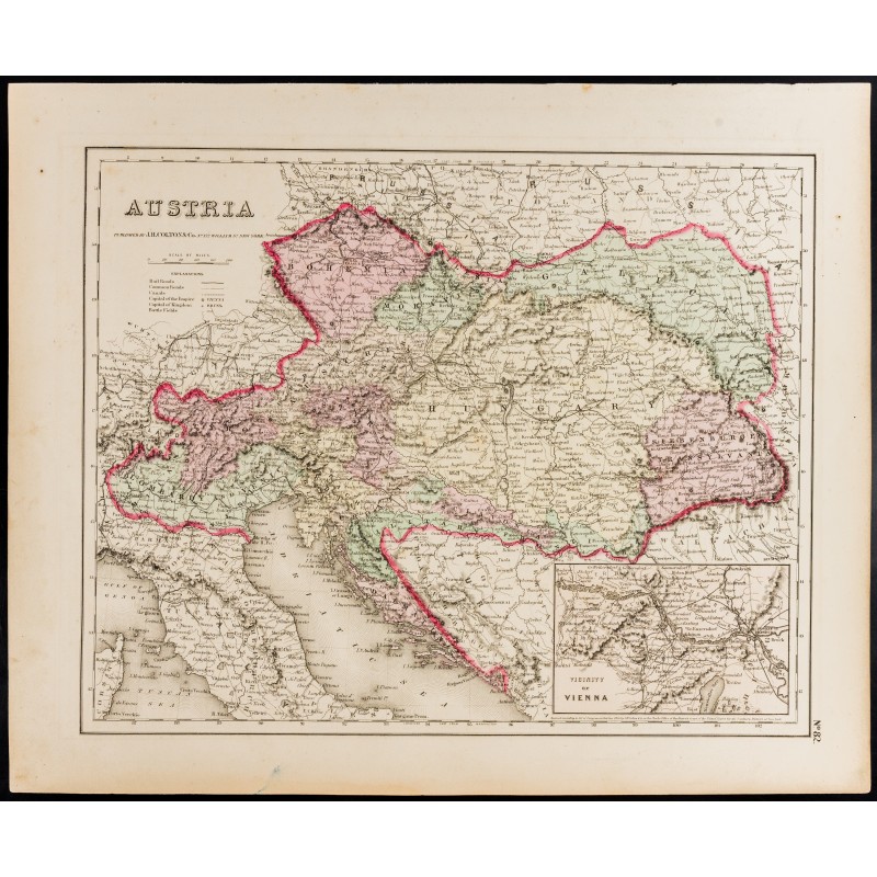 Gravure de 1857 - Carte ancienne de l'Empire d'Autriche - 1