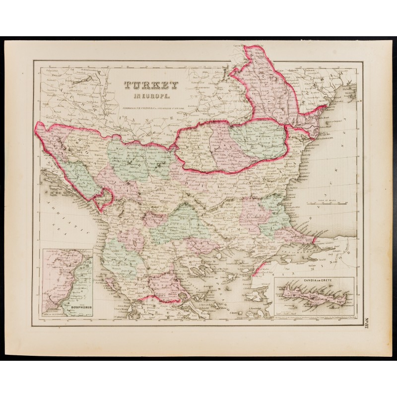 Gravure de 1857 - Carte de la Turquie européenne - 1