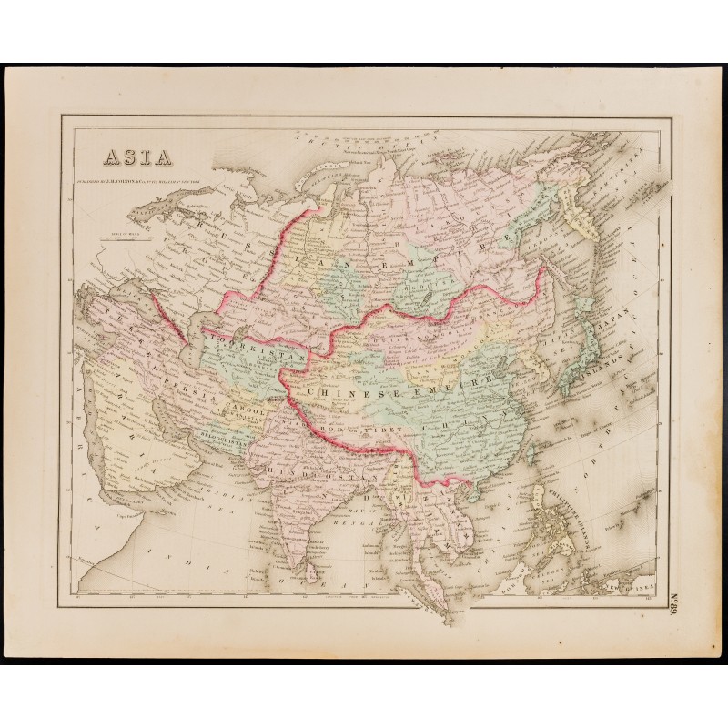 Gravure de 1857 - Asie - Carte ancienne - 1